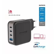 SWISSTEN SIEŤOVÝ ADAPTÉR GaN 3x USB-C 100W PD + 1x USB-A 18W QC ČIERNY