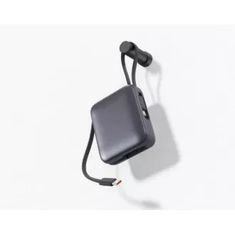 SWISSTEN POWER BANK 10000 mAh S INTEGROVANÝMI KÁBLAMI USB-C A LIGHTNING VESMÍRNE STRIEBORNÁ