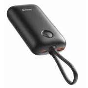 SWISSTEN POWER BANK VOLTBOX 35W 10000 mAh S INTEGROVANÝMI KÁBLAMI USB-C A LIGHTNING ČIERNA