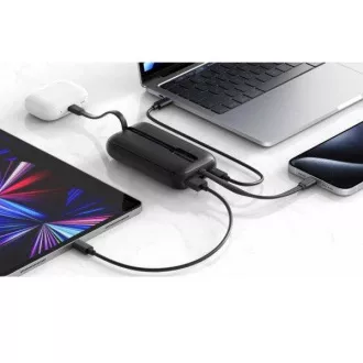 SWISSTEN POWER BANK VOLTBOX 35W 10000 mAh S INTEGROVANÝMI KÁBLAMI USB-C A LIGHTNING ČIERNA