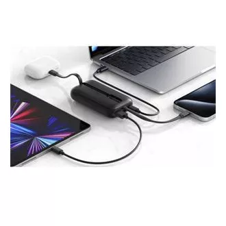 SWISSTEN POWER BANK VOLTBOX 35W 10000 mAh S INTEGROVANÝMI KÁBLAMI USB-C A LIGHTNING ČIERNA