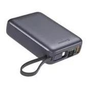 SWISSTEN POWER BANK 20000 mAh S INTEGROVANÝMI KÁBLAMI USB-C A LIGHTNING VESMÍRNE STRIEBORNÁ