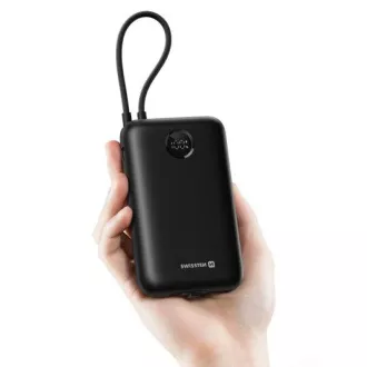 SWISSTEN POWER BANK VOLTBOX 35W 20000 mAh S INTEGROVANÝMI KÁBLAMI USB-C A LIGHTNING ČIERNA