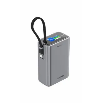 SWISSTEN POWER BANK CESTOVNÉ 25000 mAh (96.25Wh) 100W S INTEGROVANÝM KÁBLOM USB-C ŠEDÁ