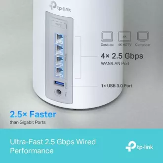 TP-Link Deco BE65(2-pack) BE9300 Trojpásmový systém Mesh WiFi 7 pre celú domácnosť, 4x 2.5GLAN, USB, 2,4/5/6GHz, HomeShield