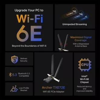 TP-Link Archer TXE72E - AXE5400 Wi-Fi 6E Bluetooth 5.3 PCIe adaptér