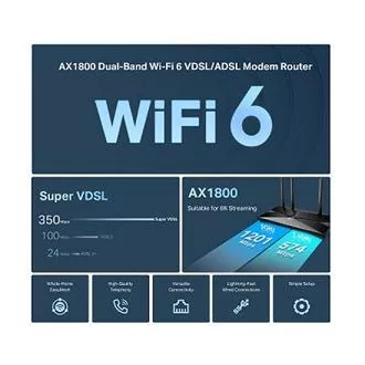 TP-Link Archer VX1800 - AX1800 Wi-Fi 6 VDSL/ADSL Modem a Router, USB 2.0 pre 3G/4G a Media, RJ-11 pre VoIP Telefón, Eas TP-Link Archer VX1800 - AX1800 Wi-Fi 6 VDSL/ADSL Modem a Router, USB 2.0 pre 3G/4G a Media, RJ-11 pre VoIP Telefón, Eas