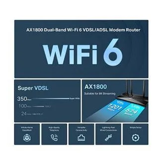 TP-Link Archer VX1800 - AX1800 Wi-Fi 6 VDSL/ADSL Modem a Router, USB 2.0 pre 3G/4G a Media, RJ-11 pre VoIP Telefón, Eas - Použité TP-Link Archer VX1800 - AX1800 Wi-Fi 6 VDSL/ADSL Modem a Router, USB 2.0 pre 3G/4G a Media, RJ-11 pre VoIP Telefón, Eas - Použité