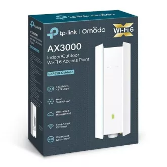 TP-Link EAP650-Outdoor - AX3000 WIFI prístupový bod Omada 1xGLAN, PoE/Passive PoE montáž na stožiar/múr Surge Protect