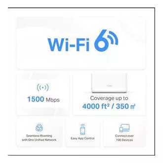 TP-Link WiFi smerovač Mercusys Halo H60X(2-pack) WiFi 6, AX1500, 3x GLAN2,4/5 GHz TP-Link WiFi smerovač Mercusys Halo H60X(2-pack) WiFi 6, AX1500, 3x GLAN2,4/5 GHz