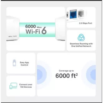 TP-Link WiFi smerovač Mercusys Halo H90X(3-pack) WiFi 6, AX6000, 1x 2,5 GLAN, 2x GLAN