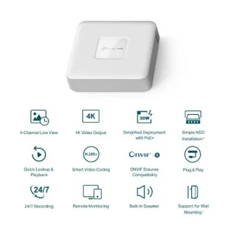 TP-LINK Záznamové zariadenie VIGI NVR1104H-4P 4 kanálov, 4x Lan s PoE, 2x USB TP-LINK Záznamové zariadenie VIGI NVR1104H-4P 4 kanálov, 4x Lan s PoE, 2x USB