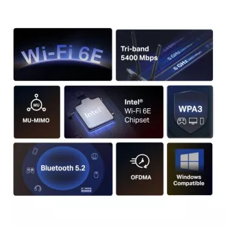 MERCUSYS MA86XE - PCI Express Adaptér AXE5400, Bezdrôtový WiFi 6E