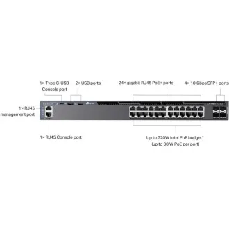 TP-Link SG6428XHP Omada 24 portový gigabitový RJ45 stackable L3 PoE+ switch, 720 W total PoE budget