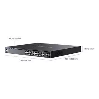 TP-Link SG6428X Omada 24 portový gigabitový RJ45 stackable L3 switch, 4×10 Gbps SFP+ sloty