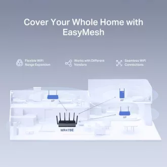 MERCUSYS MR47BE - BE9300 Tri-Band Wi-Fi 7 Router, 2.5 G WAN, 3x 2.5 G LAN, EasyMesh