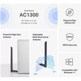 MERCUSYS MA30H - AC1300 Bezdrôtový dvojpásmový USB adaptér - anténa, s vysokým ziskom