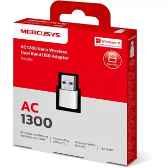 MERCUSYS MA30N - AC1300 Bezdrôtový dvojpásmový USB nano adaptér