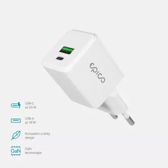 Epico UltraBoost GaN 20W sieťový adaptér EA20 - biela