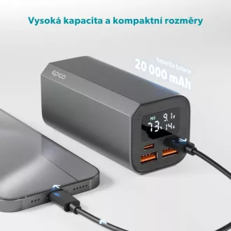 Epico Alu Power Bank PD 100W - 20 000mAh - šedá
