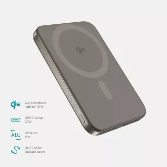 Epico Qi2 5000mAh Alu Mag+ PowerBanka EM51-titán