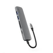 Epico 6v1 hliníkový USB-C 8K húb - šedá