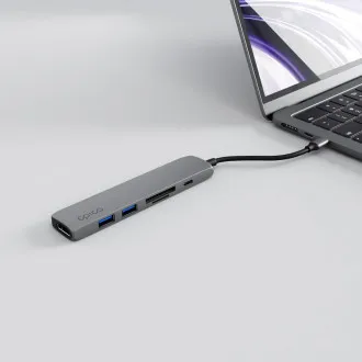 Epico 6v1 hliníkový USB-C 8K húb - šedá Epico 6v1 hliníkový USB-C 8K húb - šedá
