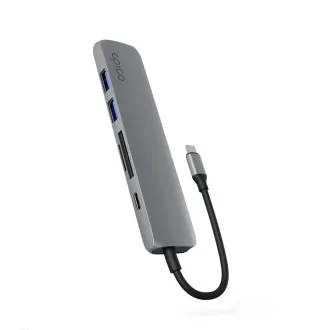Epico 6v1 hliníkový USB-C 8K húb - šedá Epico 6v1 hliníkový USB-C 8K húb - šedá