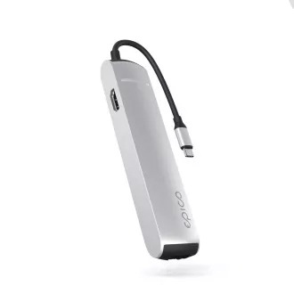 Epico 6v1 Slim Hub 8K s USB-C konektorom - strieborná