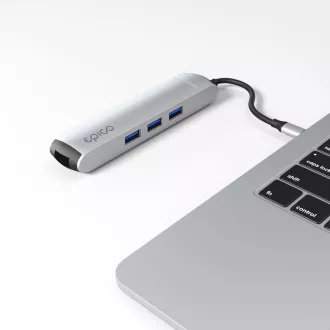 Epico 6v1 Slim Hub 8K s USB-C konektorom - strieborná