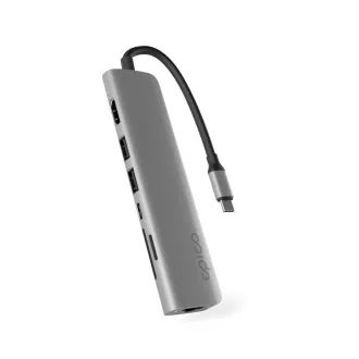 Epico 7v1 Multimedi Hub 8K s USB-C konekt. - šedá