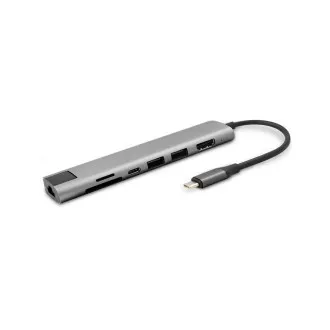 Epico 7v1 Multimedi Hub 8K s USB-C konekt. - šedá Epico 7v1 Multimedi Hub 8K s USB-C konekt. - šedá
