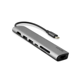Epico 7v1 Multimedi Hub 8K s USB-C konekt. - šedá Epico 7v1 Multimedi Hub 8K s USB-C konekt. - šedá