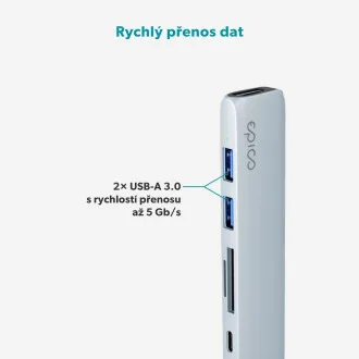Epico 6v1 hliníkový USB-C 8K húb - modrá Epico 6v1 hliníkový USB-C 8K húb - modrá