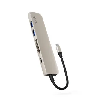 Epico 6v1 hliníkový USB-C 8K húb - biela