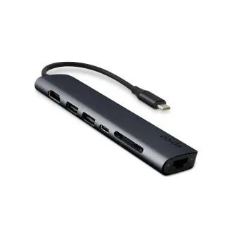 Epico 7v1 hliníkový USB-C 8K húb - atramentová