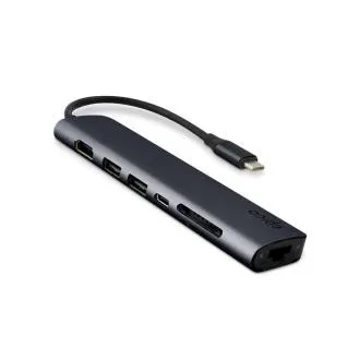 Epico 7v1 hliníkový USB-C 8K húb - atramentová Epico 7v1 hliníkový USB-C 8K húb - atramentová