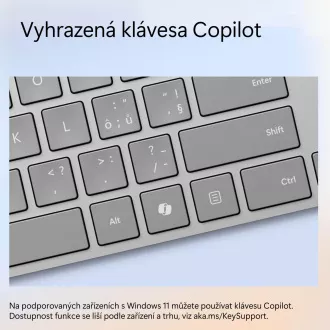 Microsoft Surface Keyboard (2. edícia)/Bezdrôtová Bluetooth/CZ-SK layout/Sivá