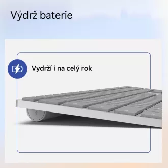 Microsoft Surface Keyboard (2. edícia)/Bezdrôtová Bluetooth/CZ-SK layout/Sivá