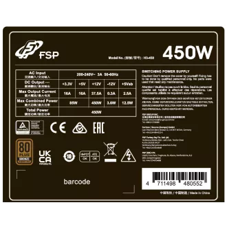 FSP HYPER 80+ PRO/450W/ATX 3.0/80PLUS Bronzia 230V/Bulk