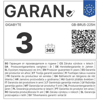 Gigabyte BRIX/GB-BRU5-225H/Mini/U5-225H/bez RAM/Intel int/bez OS/3R Gigabyte BRIX/GB-BRU5-225H/Mini/U5-225H/bez RAM/Intel int/bez OS/3R
