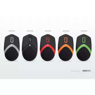 AMEI AM-M101B/Ergonomická/Optická/1 600 DPI/Drôtová USB/Čierna
