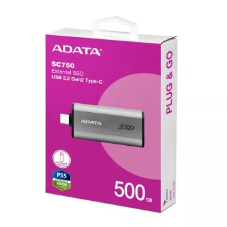 ADATA SC750/500GB/SSD/Externý/Sivá/5R