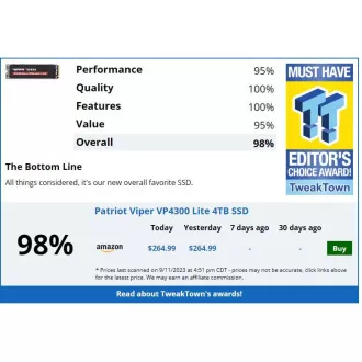 PATRIOT VP4300 Lite/4TB/SSD/M.2 NVMe/Čierna/5R