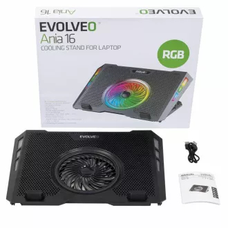 EVOLVEO Ania 16, chladiaca podložka pod notebook, 5x ventilátor, RGB podsvietenie