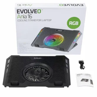 EVOLVEO Ania 16, chladiaca podložka pod notebook, 5x ventilátor, RGB podsvietenie EVOLVEO Ania 16, chladiaca podložka pod notebook, 5x ventilátor, RGB podsvietenie
