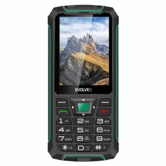 EVOLVEO StrongPhone W4, IP68 odolný Dual SIM telefón, 2,8" LCD, 2500mAh, Powerbanka, čierno-zelený
