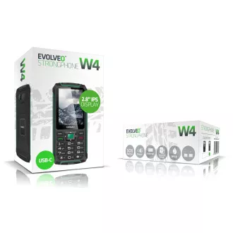 EVOLVEO StrongPhone W4, IP68 odolný Dual SIM telefón, 2,8" LCD, 2500mAh, Powerbanka, čierno-zelený