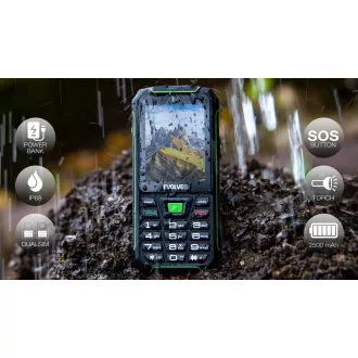 EVOLVEO StrongPhone W4, IP68 odolný Dual SIM telefón, 2,8" LCD, 2500mAh, Powerbanka, čierno-zelený