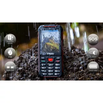 EVOLVEO StrongPhone W4, IP68 odolný Dual SIM telefón, 2,8" LCD, 2500mAh, Powerbanka, čierno-červený